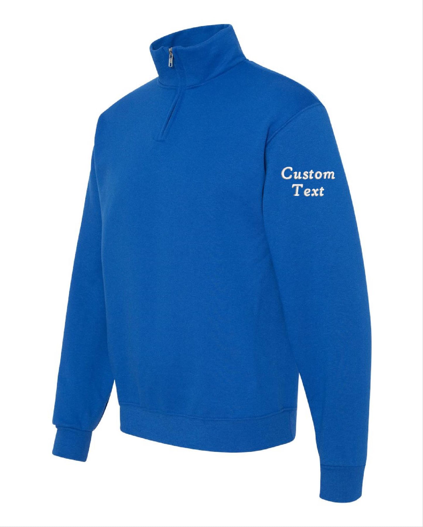 Personalized Upper Arm Quarter Zip Sweatshirt Name Word Phrase on a Sweatshirt