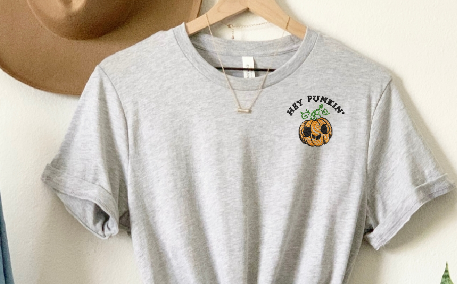 Hey Punkin' Tshirt Fall Shirt Embroidered Personalized Gift Name