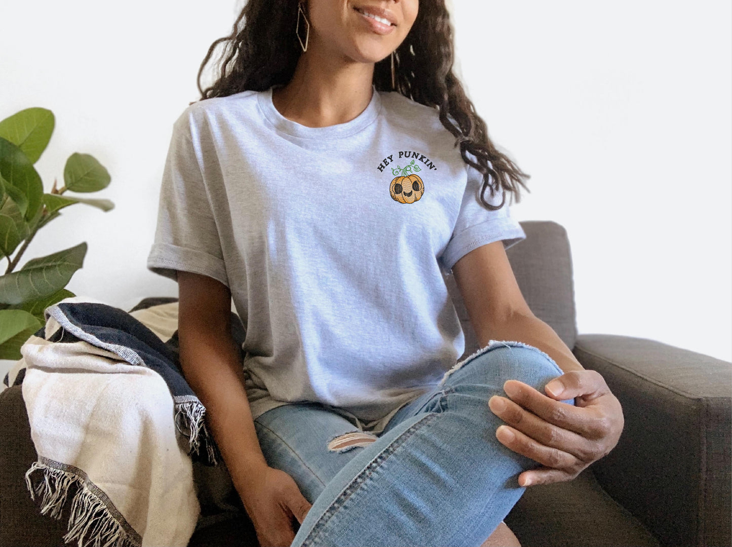 Hey Punkin' Tshirt Fall Shirt Embroidered Personalized Gift Name