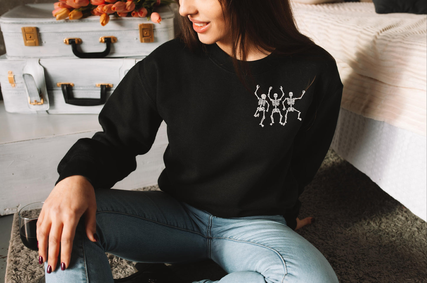 Dancing Skeletons Halloween Crew Neck Sweatshirt