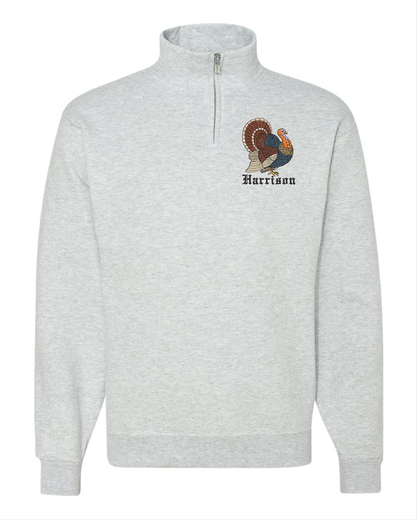 Thanksgiving Turkey Quarter Zip Sweatshirt Family Name
