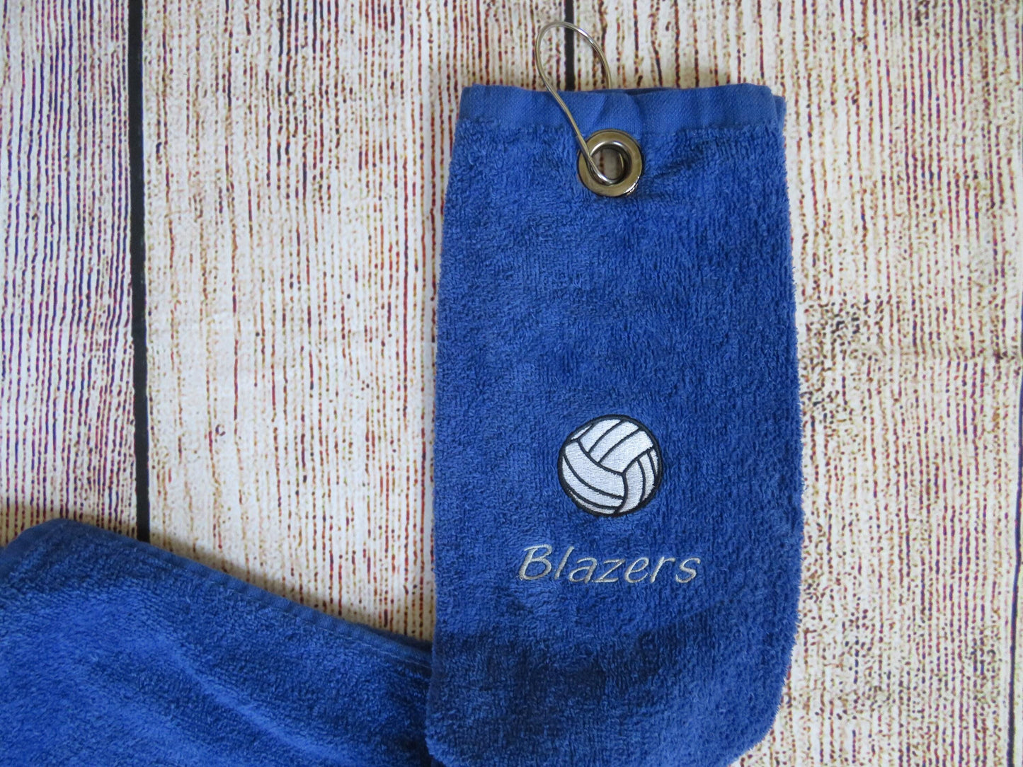 Personalized Volleyball Towel with Grommet and Hook Add Name Custom Embroidered