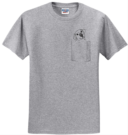 Dog Pocket T-shirt Embroidered