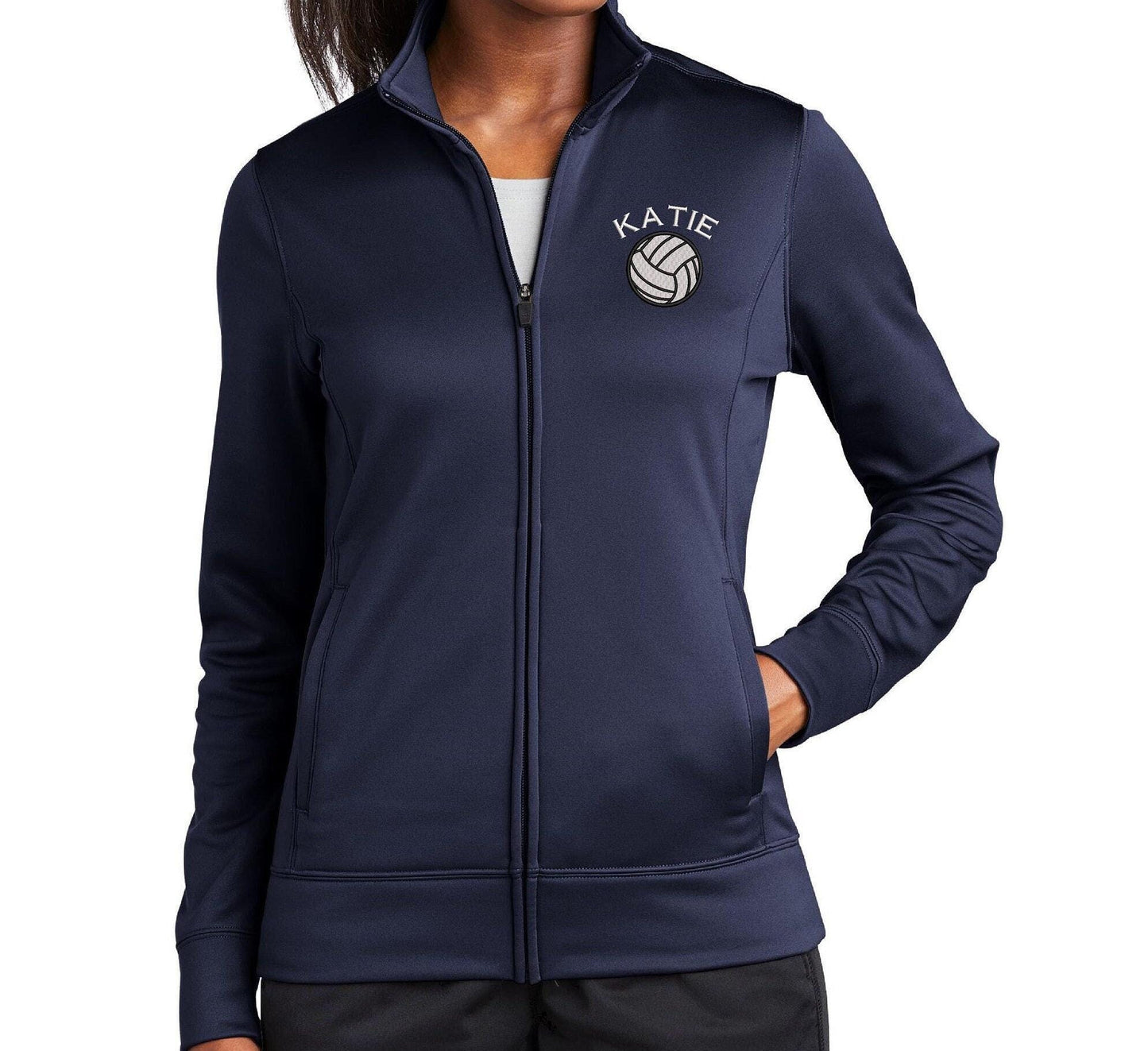 Volleyball Personalized Jacket For Women Full Zip Warm up Custom Embroidered