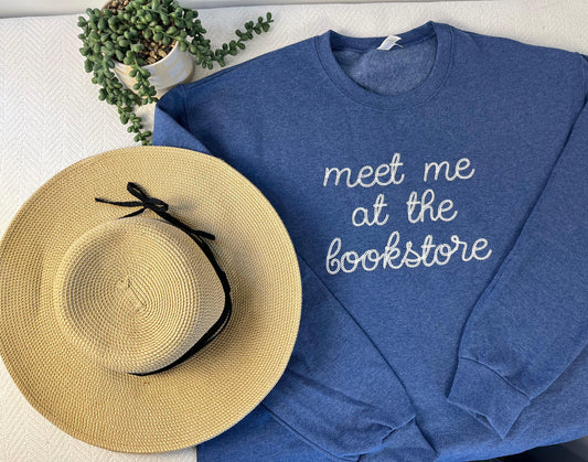 Bookstore Chain Stitch Text Sweatshirt Meet Me At The Bookstore