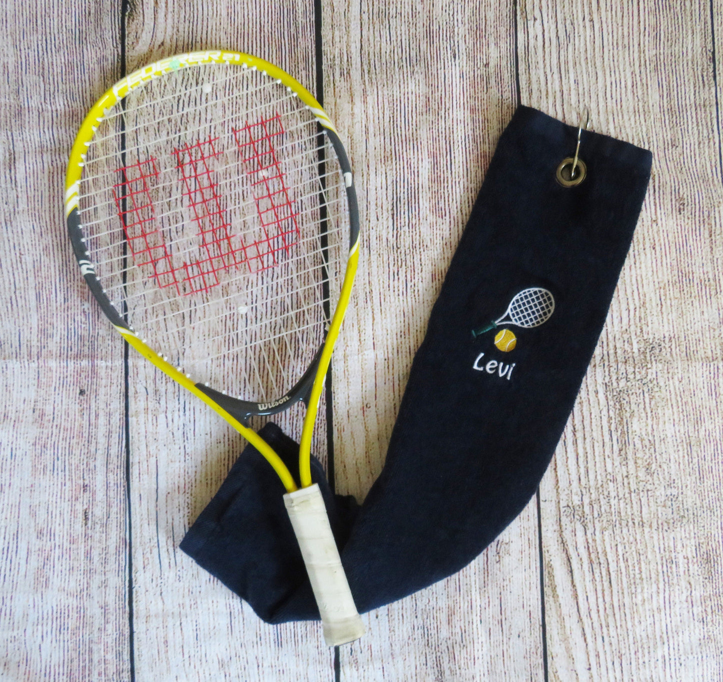 Personalized Tennis Towel with Grommet and Hook Add Name