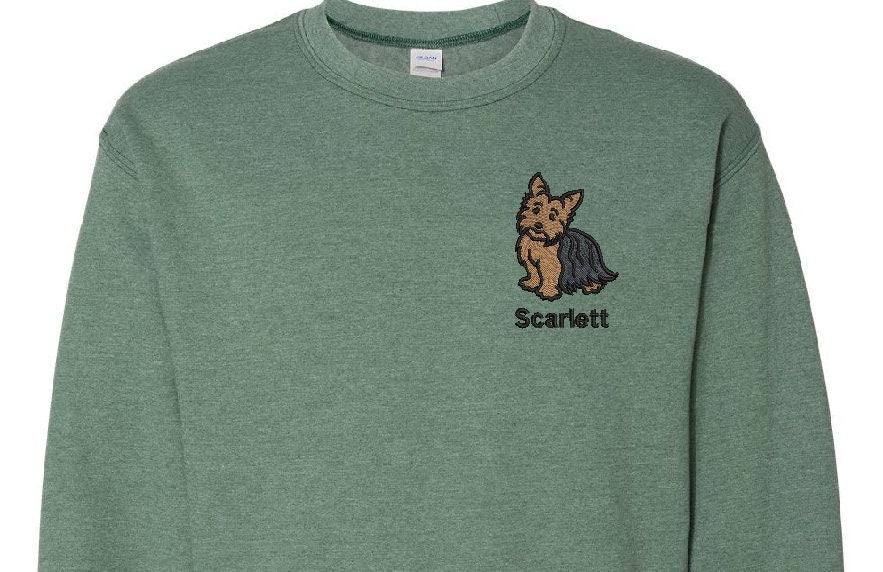 Yorkie Sweatshirt Personalized Custom Embroidered With Name