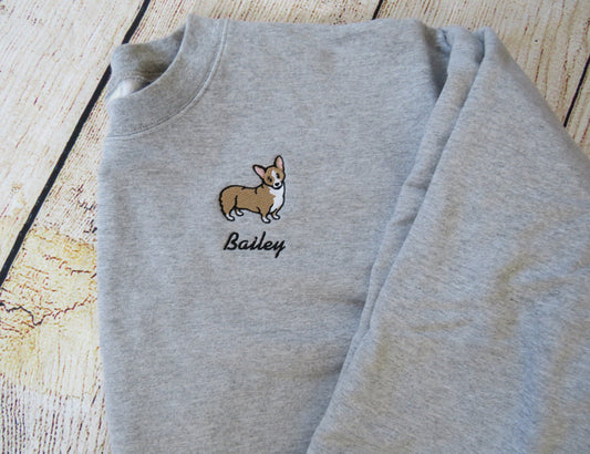 Corgi Sweatshirt Personalized Custom Embroidered With Name Dog Sweatshirt