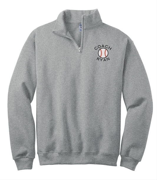 Personalized Baseball Coach Quarter Zip Sweatshirt