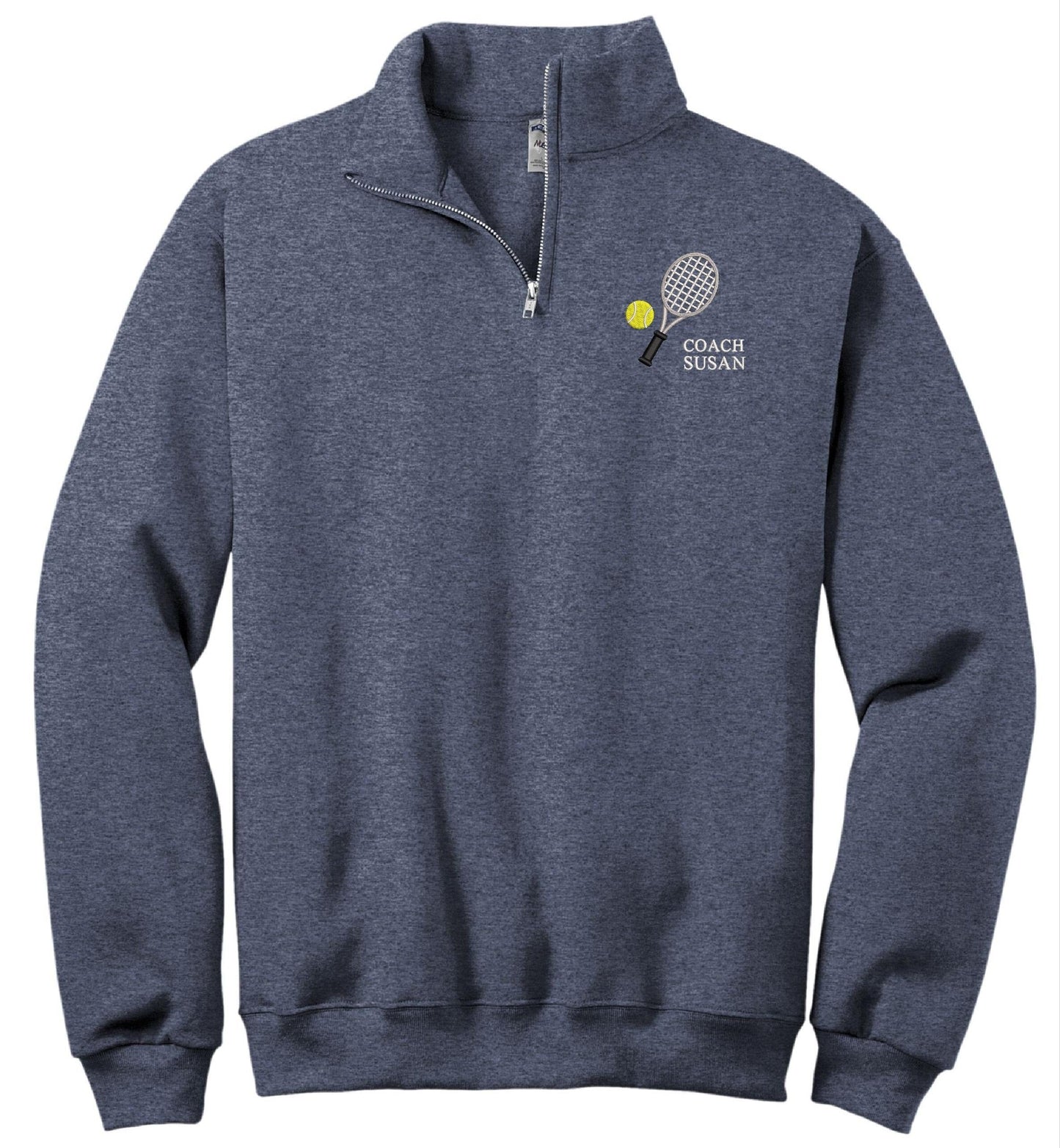 Personalized Tennis Coach Quarter Zip Sweatshirt