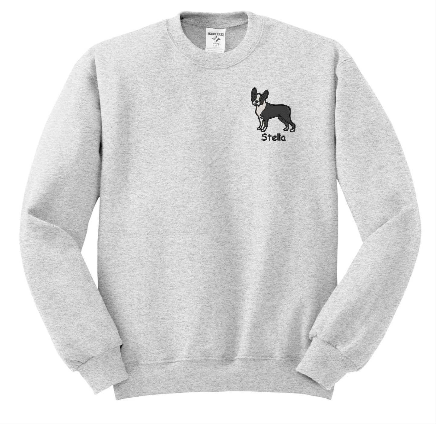 Boston Terrier Sweatshirt Personalized Custom Embroidered With NameDog Pet Sweatshirt