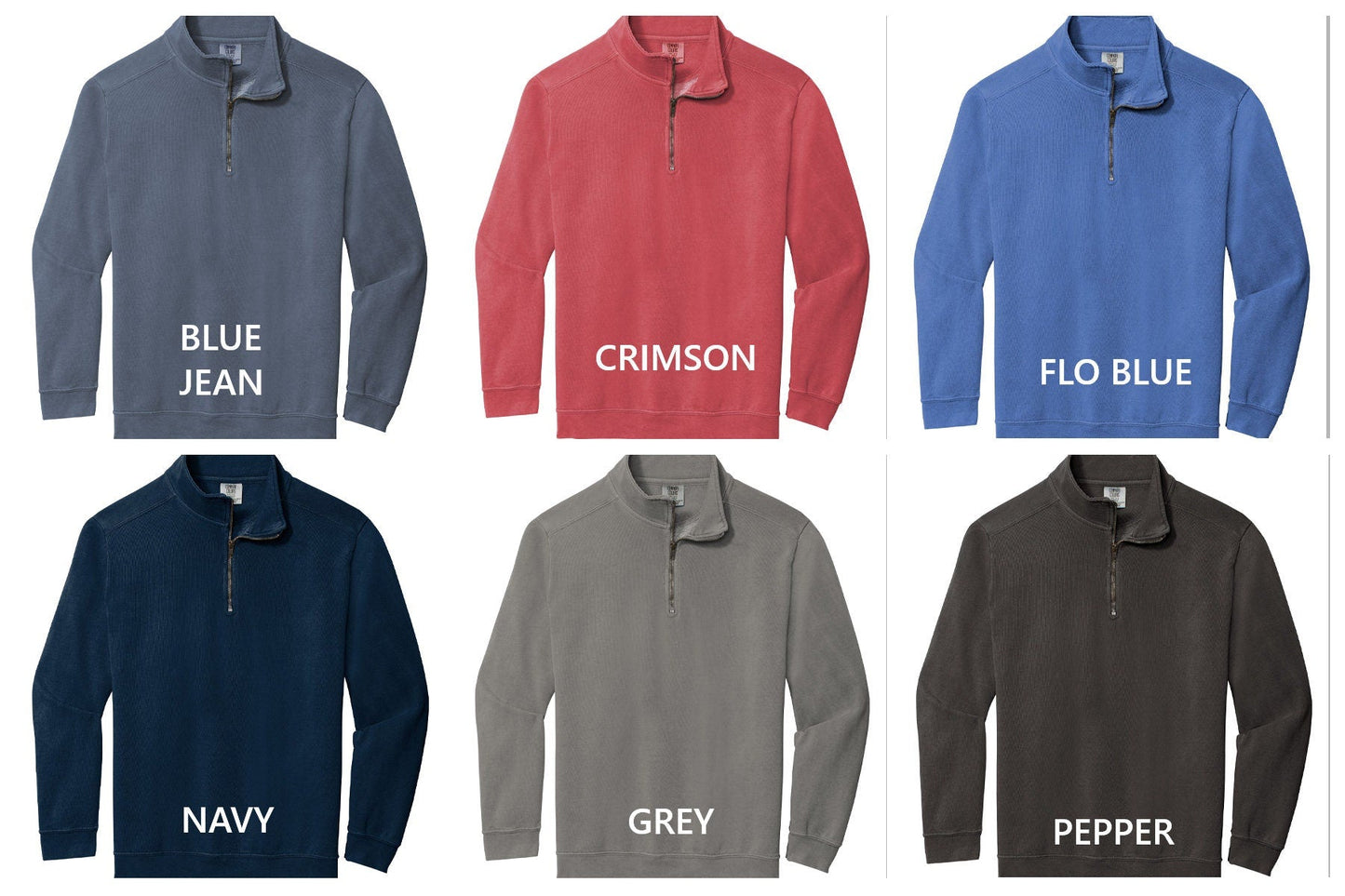 Embroidered Logo Quarter Zip Comfort Colors Sweatshirt For Men and Women Custom Logo On Shirt