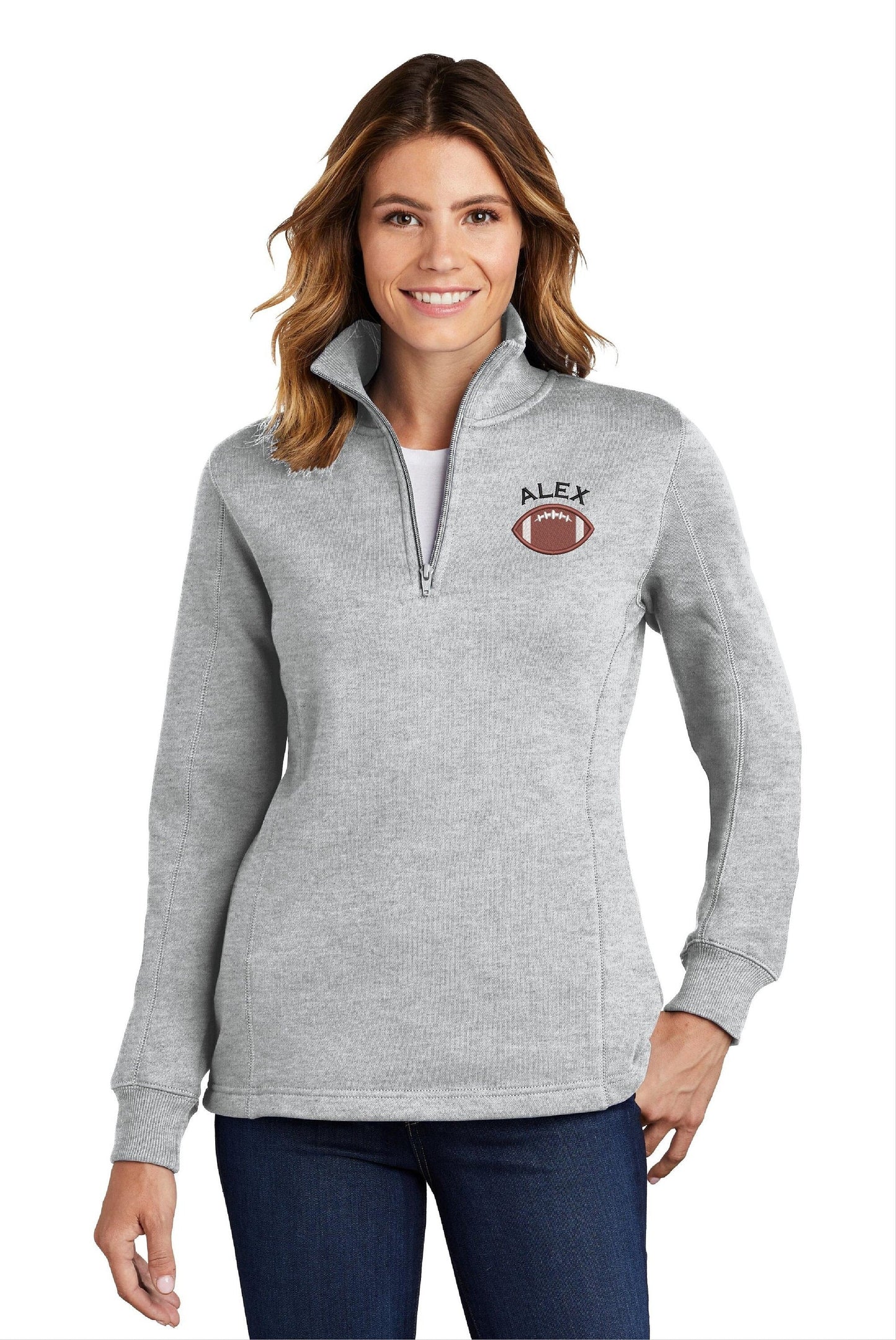 Personalized Ladies Football Quarter Zip Sweatshirt