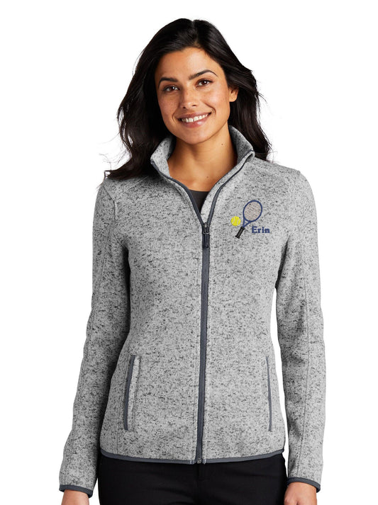 Personalized Ladies Tennis Full Zip Sweater