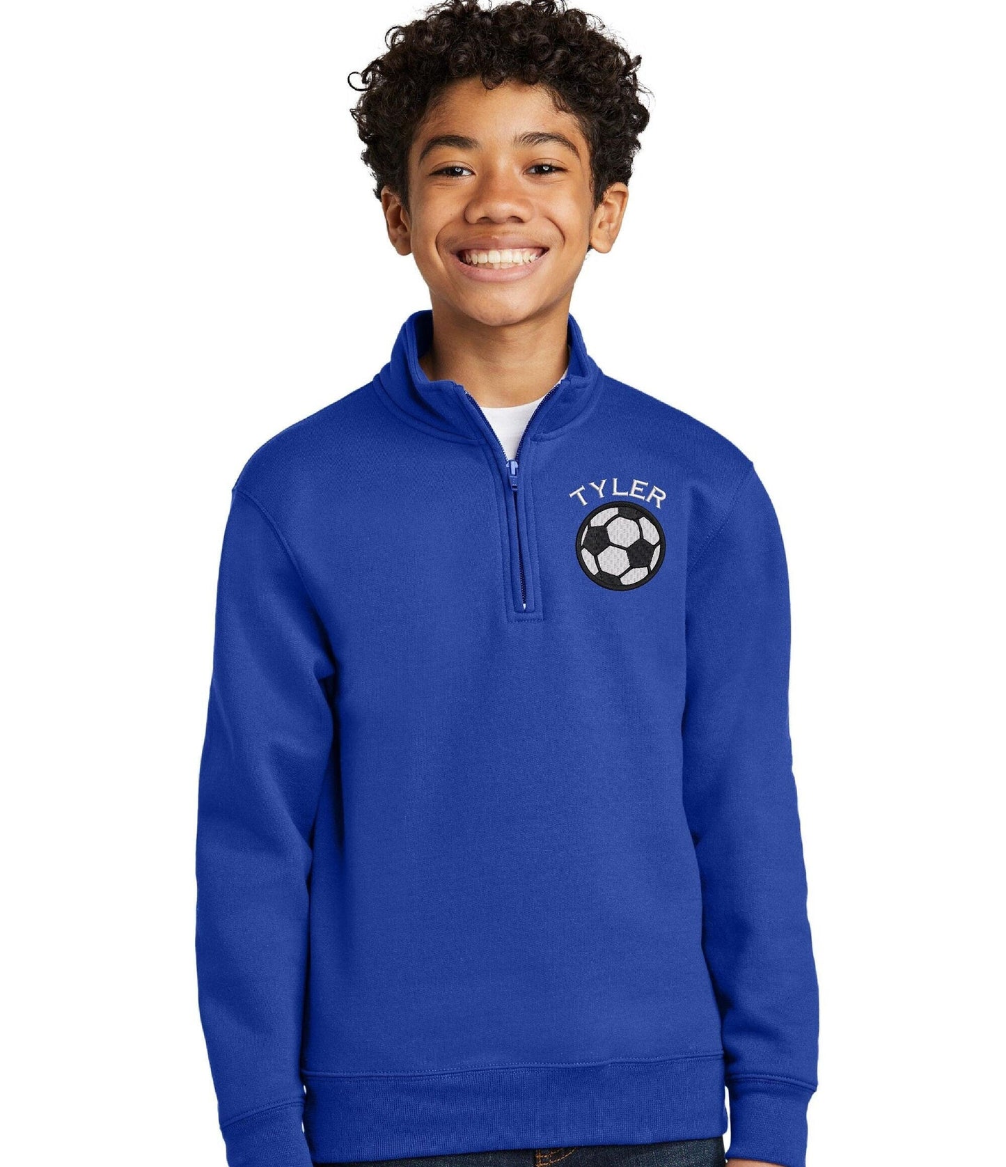 Personalized Youth Soccer Quarter Zip Sweatshirt