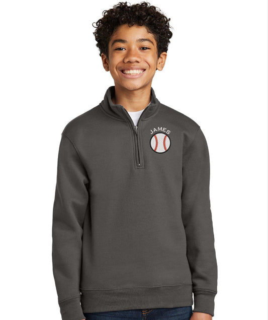 Personalized Youth Baseball Quarter Zip Sweatshirt