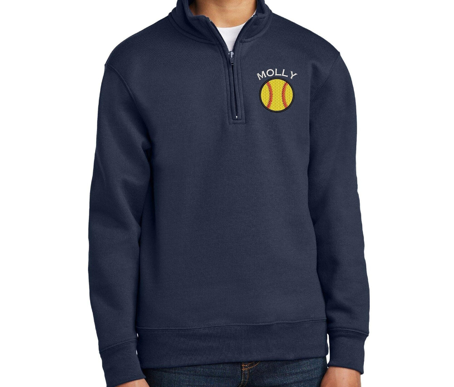 Personalized Youth Softball Quarter Zip Sweatshirt