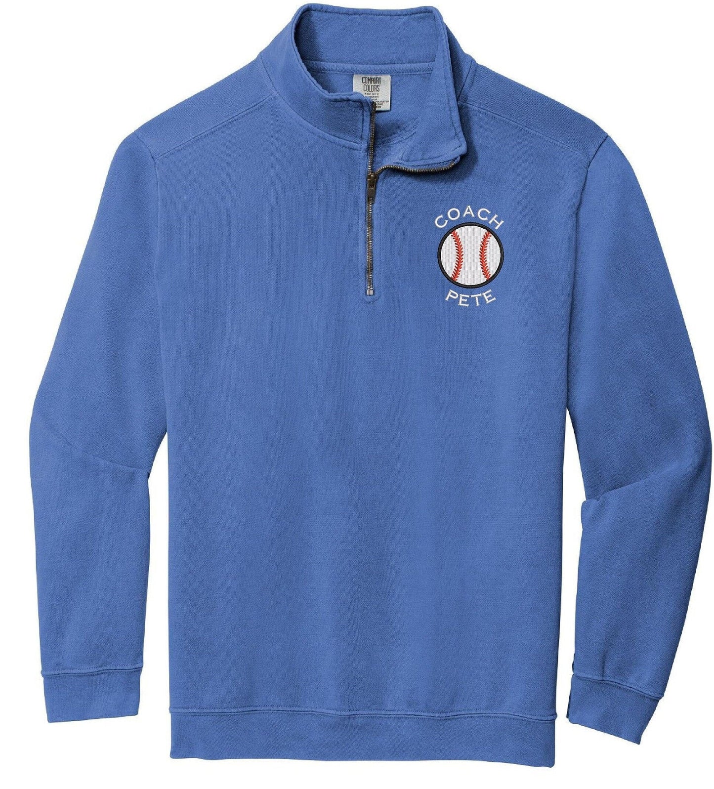 Personalized Baseball Comfort Colors Quarter Zip Sweatshirt