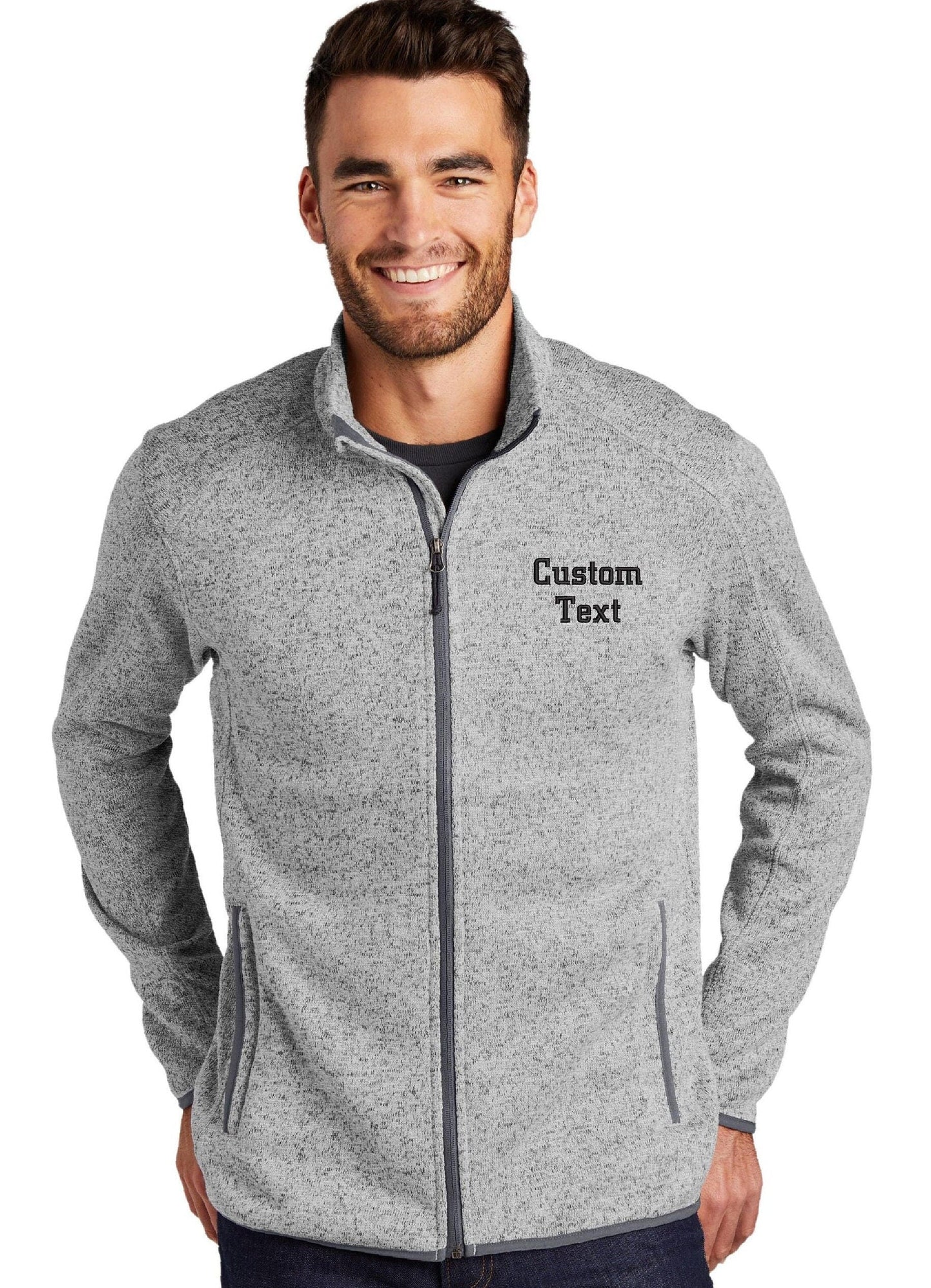 Personalized Mens Embroidered  Full Zip Sweater