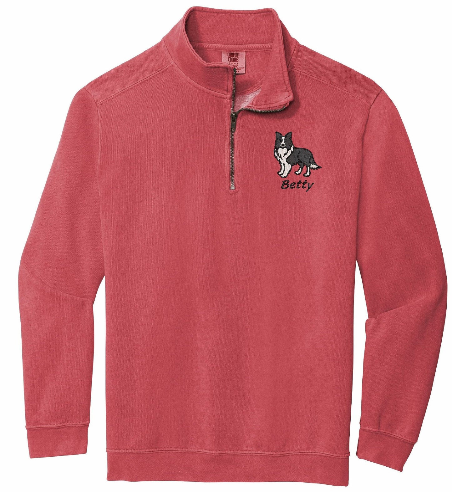 Border Collie Sweatshirt Quarter Zip Personalized Custom Embroidered With Name