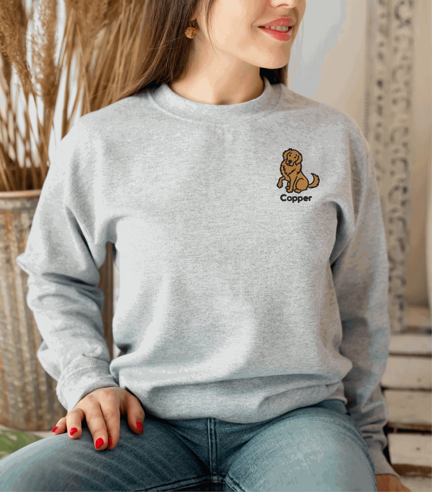 Golden Retriever Sweatshirt Personalized Custom Embroidered With Name