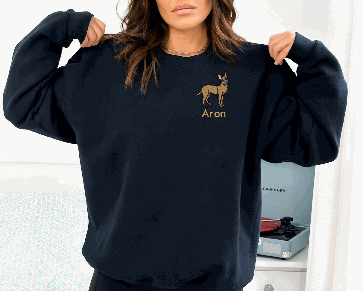 Belgian Malinois Sweatshirt Personalized Custom Embroidered With NameDog Pet Sweatshirt Dog Sweatshirt