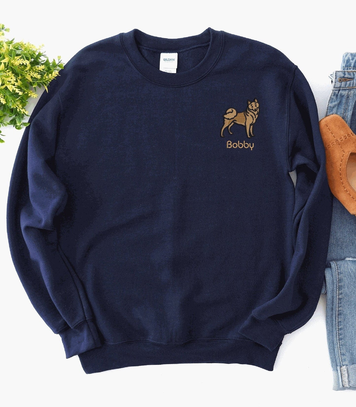 Finnish Spitz Sweatshirt Husky Sweatshirt Personalized Custom Embroidered With NameDog Sweatshirt