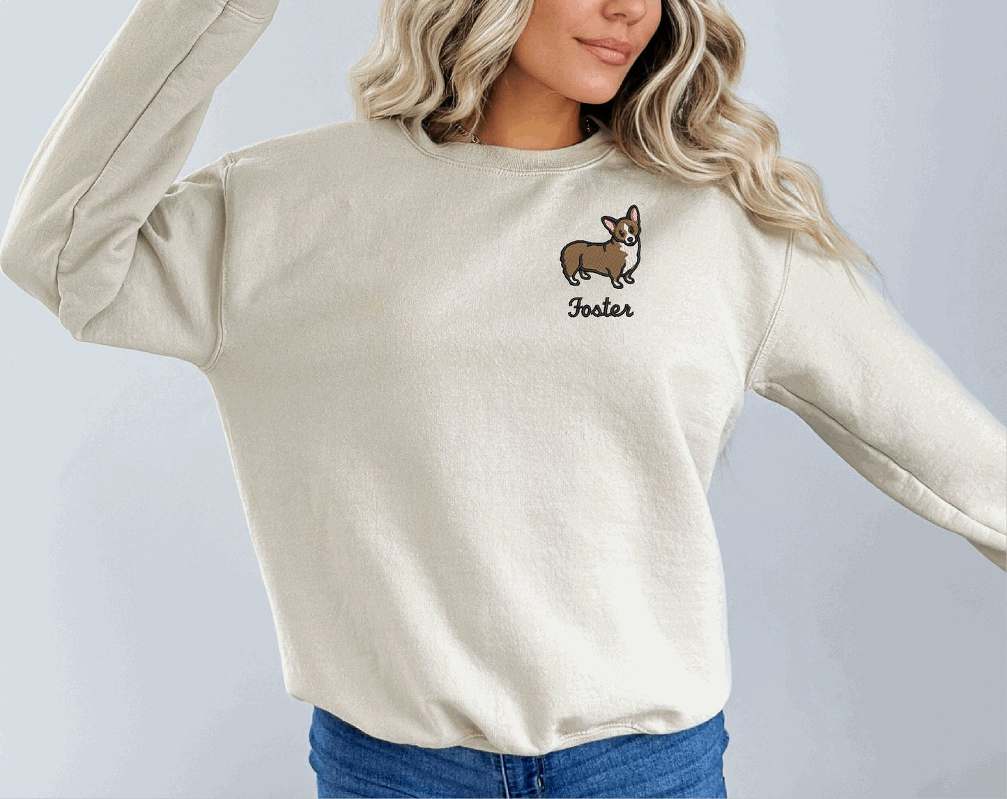 Corgi Sweatshirt Personalized Custom Embroidered With Name Dog Sweatshirt