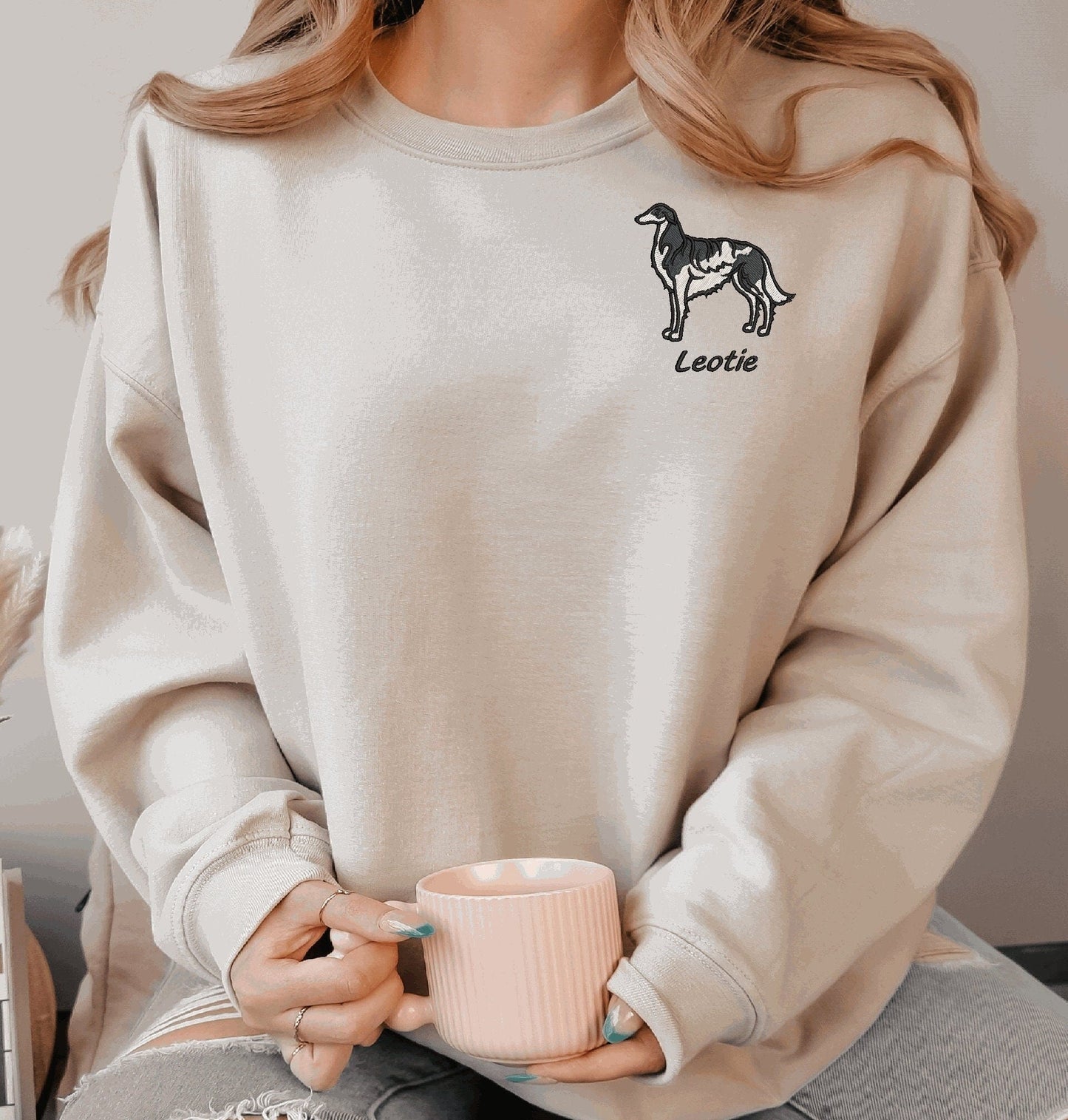 Borzoi Sweatshirt Personalized Custom Embroidered With Name Dog Pet Sweatshirt