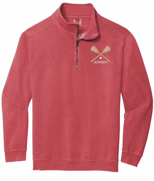 Lacrosse Personalized Quarter Zip Sweatshirt For Men And Women Custom Embroidered Pullover Comfort Colors