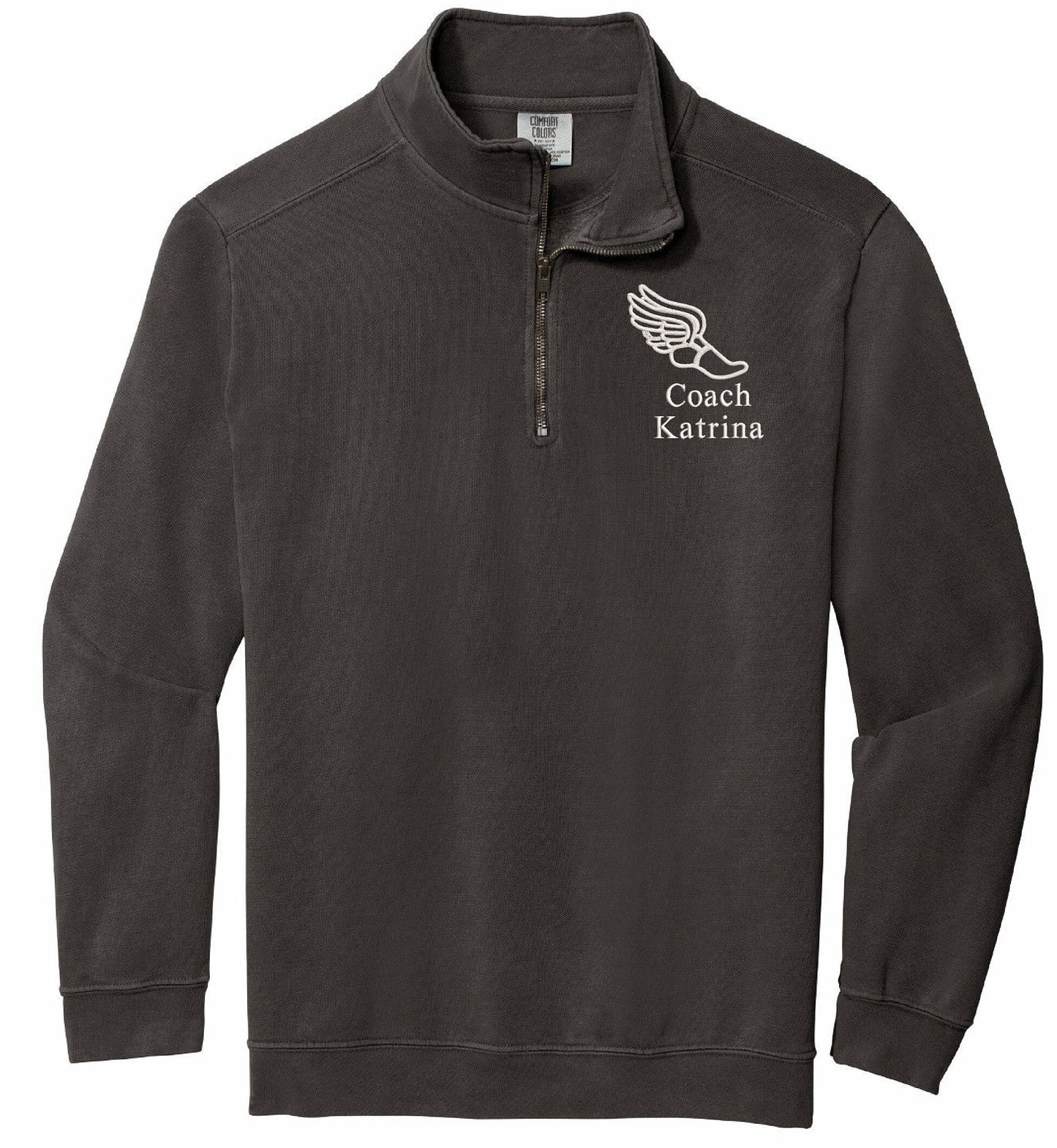 Track Quarter Zip Sweatshirt For Men And Women Custom Comfort Colors Embroidered Team Pullover