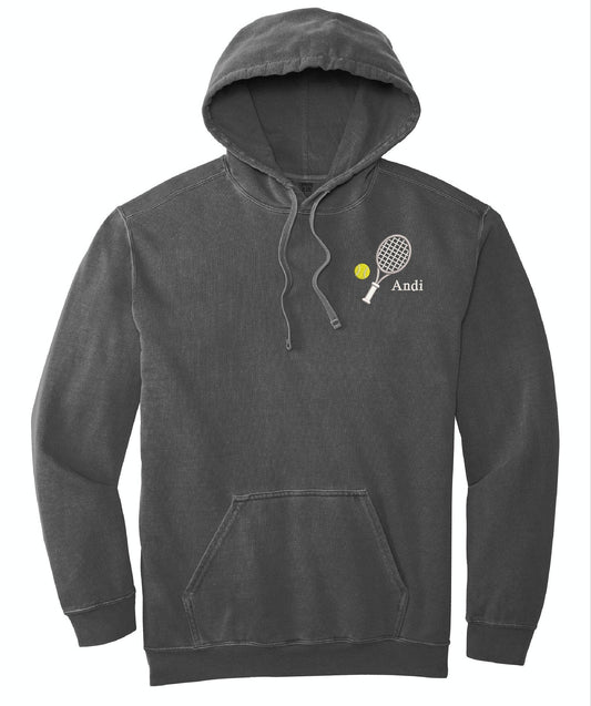 Tennis Personalized Hoodie Sweatshirt For Men and Women Hooded Custom Comfort Colors Embroidered Pullover for Tennis Player