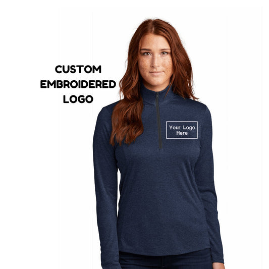 Custom Logo Embroidered Quarter Zip Shirt For Women Business Logo No Minimums