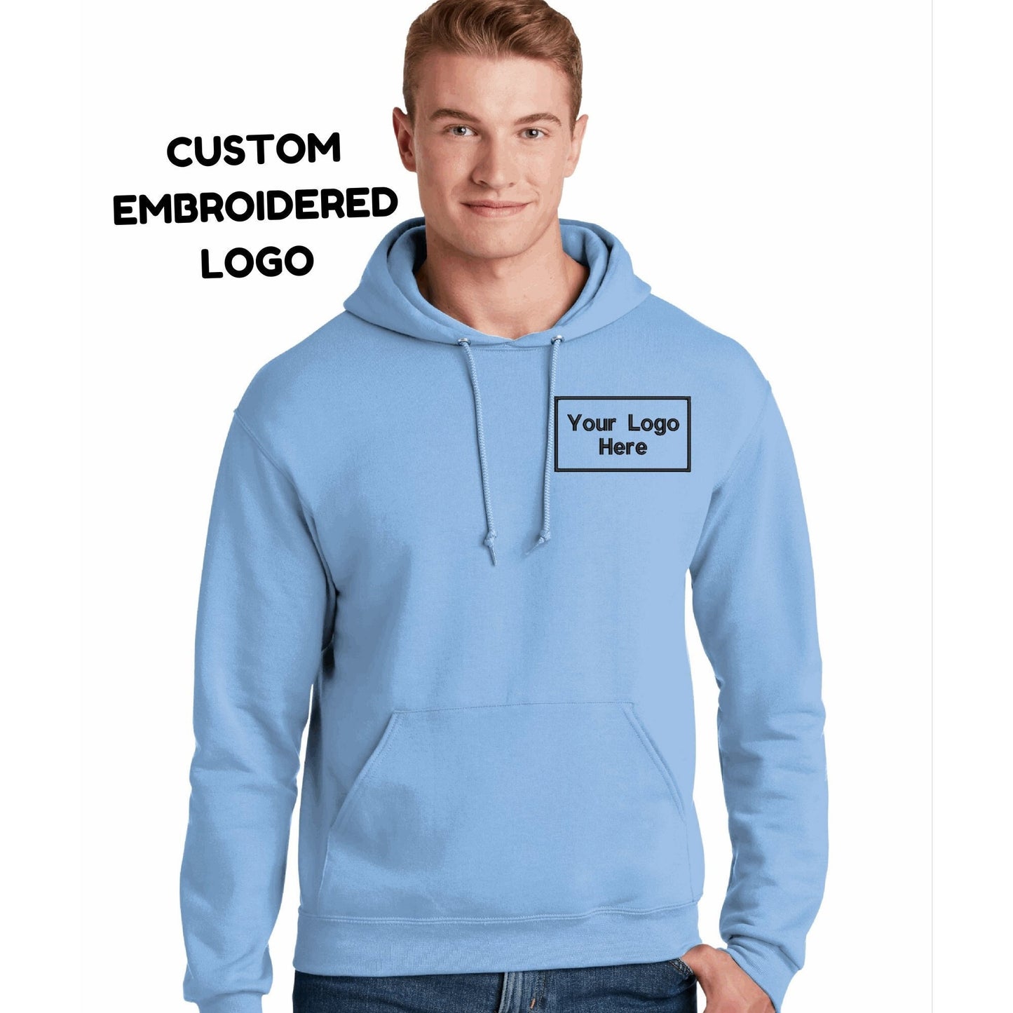 Embroidered Custom Logo Hoodie Embroidered Sweatshirt Gift for Men and Women Embroidery Text On Hooded Sweater No Minimum