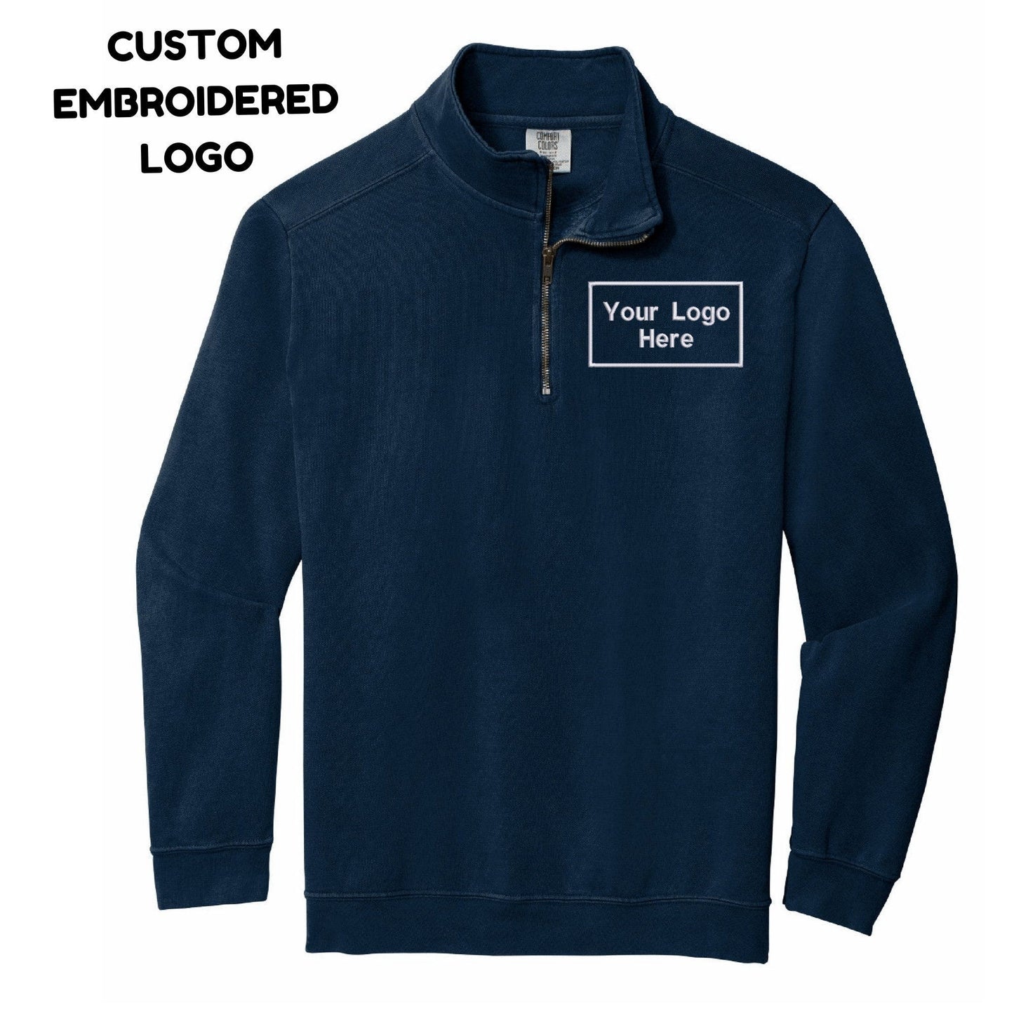 Custom Logo Embroidered Comfort Colors Quarter Zip Sweatshirt For Men and Women Logo Custom Text On Shirt