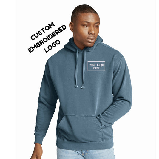 Embroidered Logo Custom Hoodie Sweatshirt Embroidered Text For Men and Women Comfort Colors