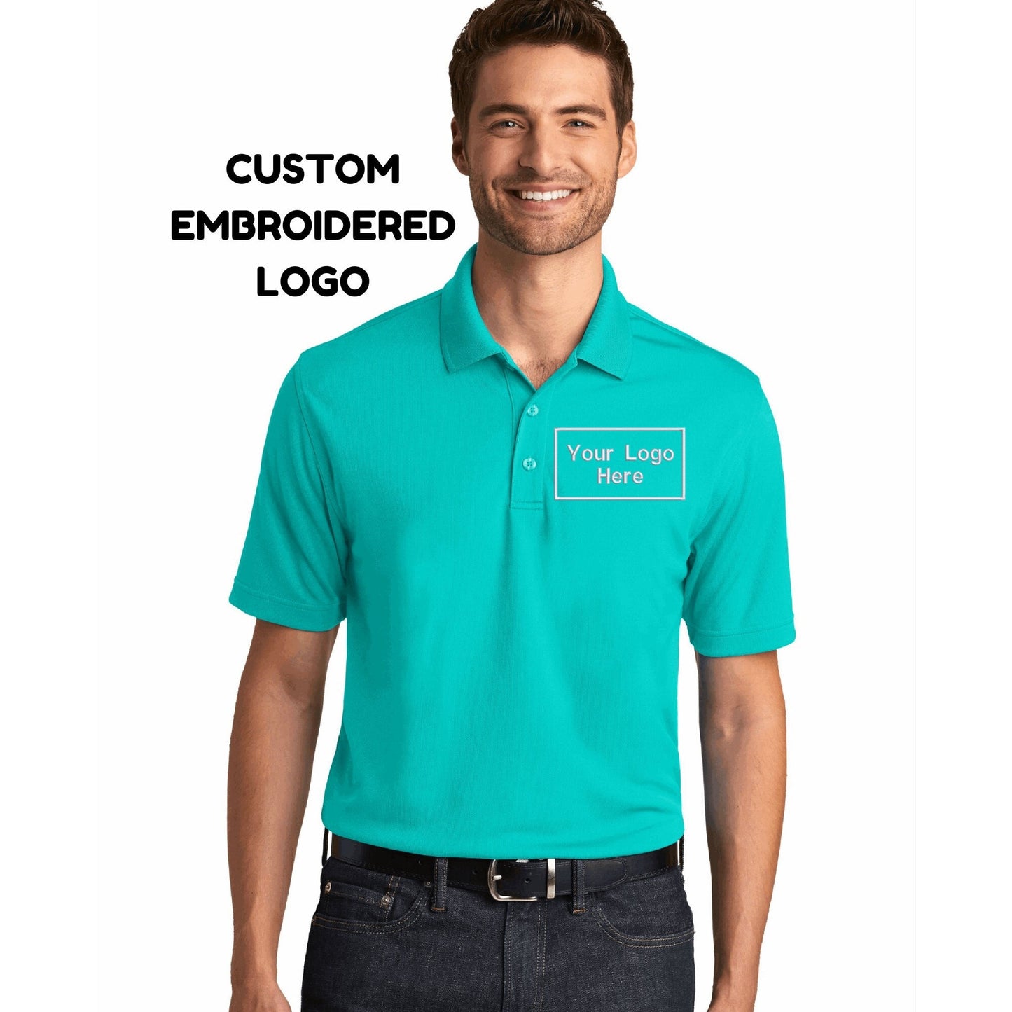 Custom Logo Embroidered Polo Shirt With Personalized Text No Minimum