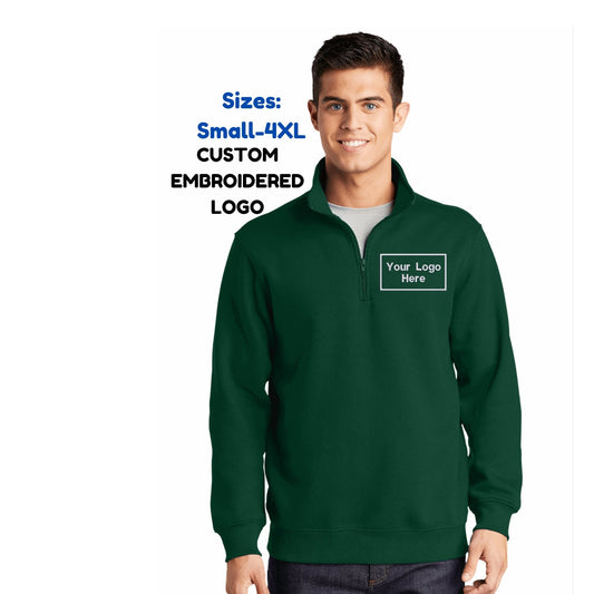 Custom Embroidered Logo Quarter Zip Personalized Sweatshirt Custom Embroidered Pullover Extended Sizes