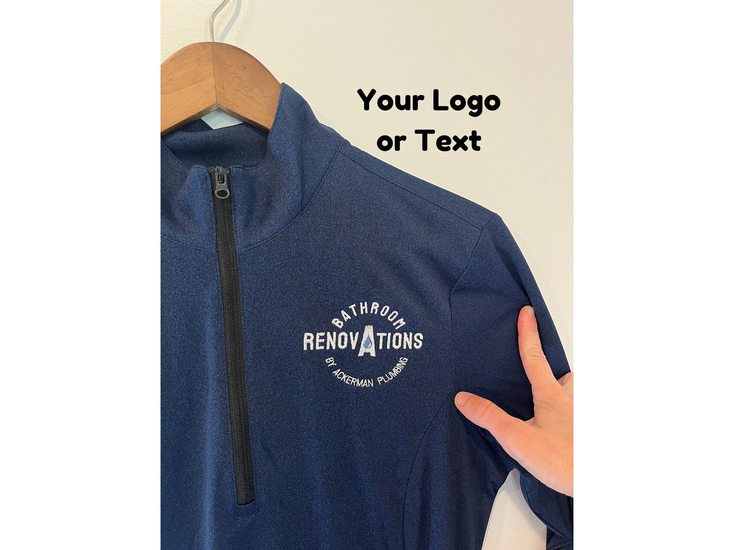 Custom Logo Embroidered Quarter Zip Shirt For Women Business Logo No Minimums