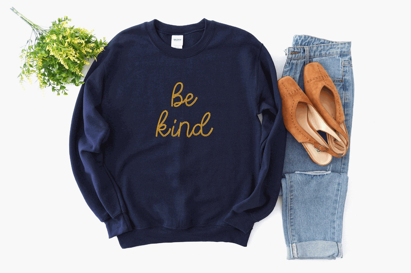 Personalized Chain Stitch Text Sweatshirt With Embroidered Phrase No Minimum