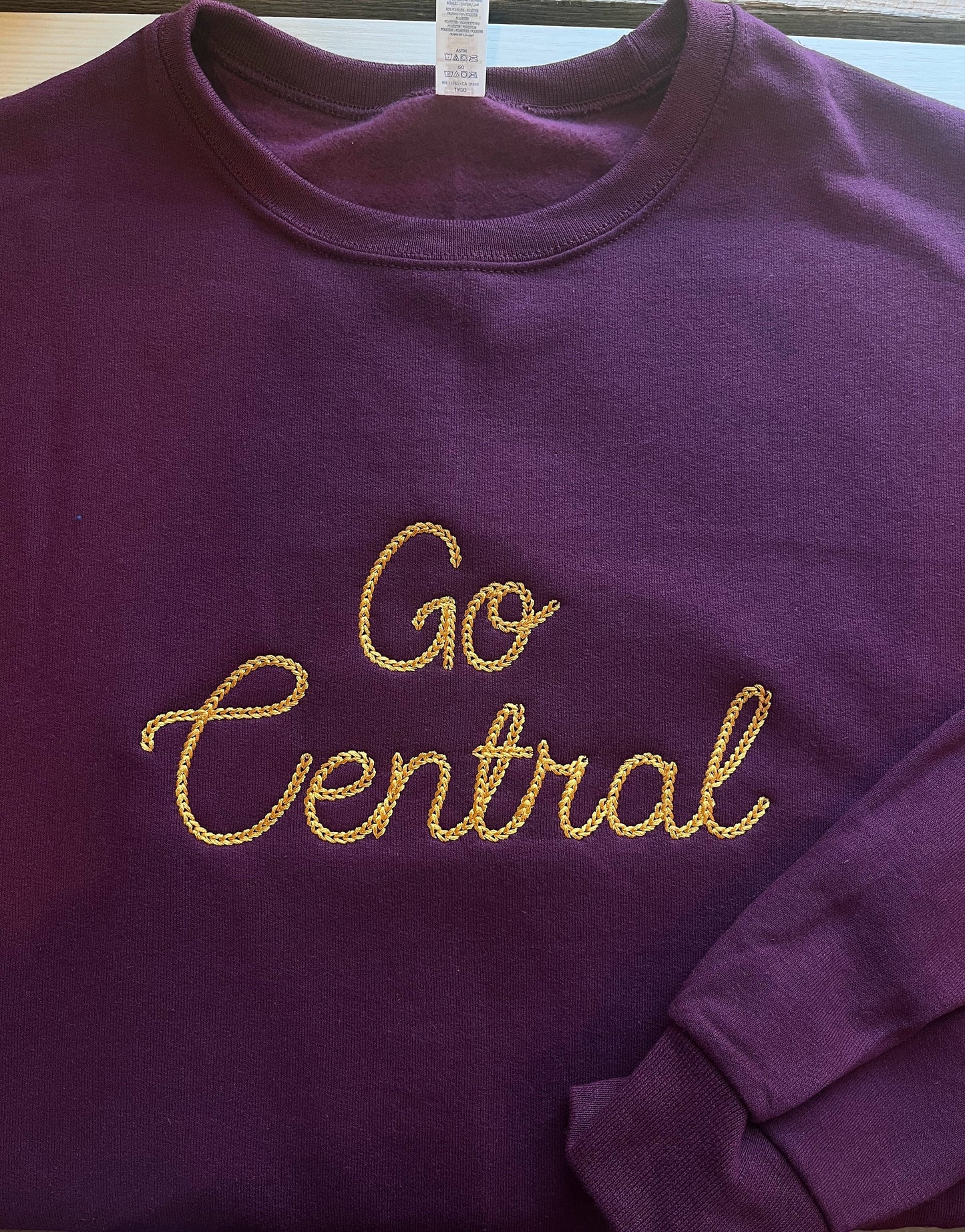 Personalized Chain Stitch Text Sweatshirt With Embroidered Phrase No Minimum