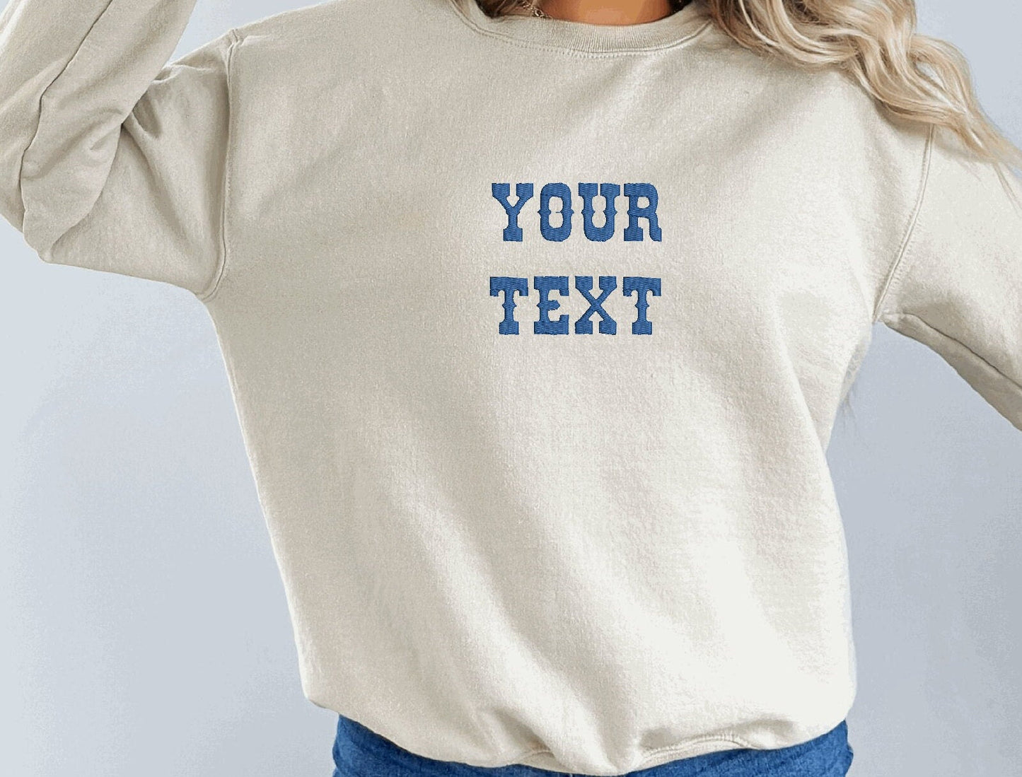 Personalized Embroidered Western Font Sweatshirt for Men and Women No Minimum