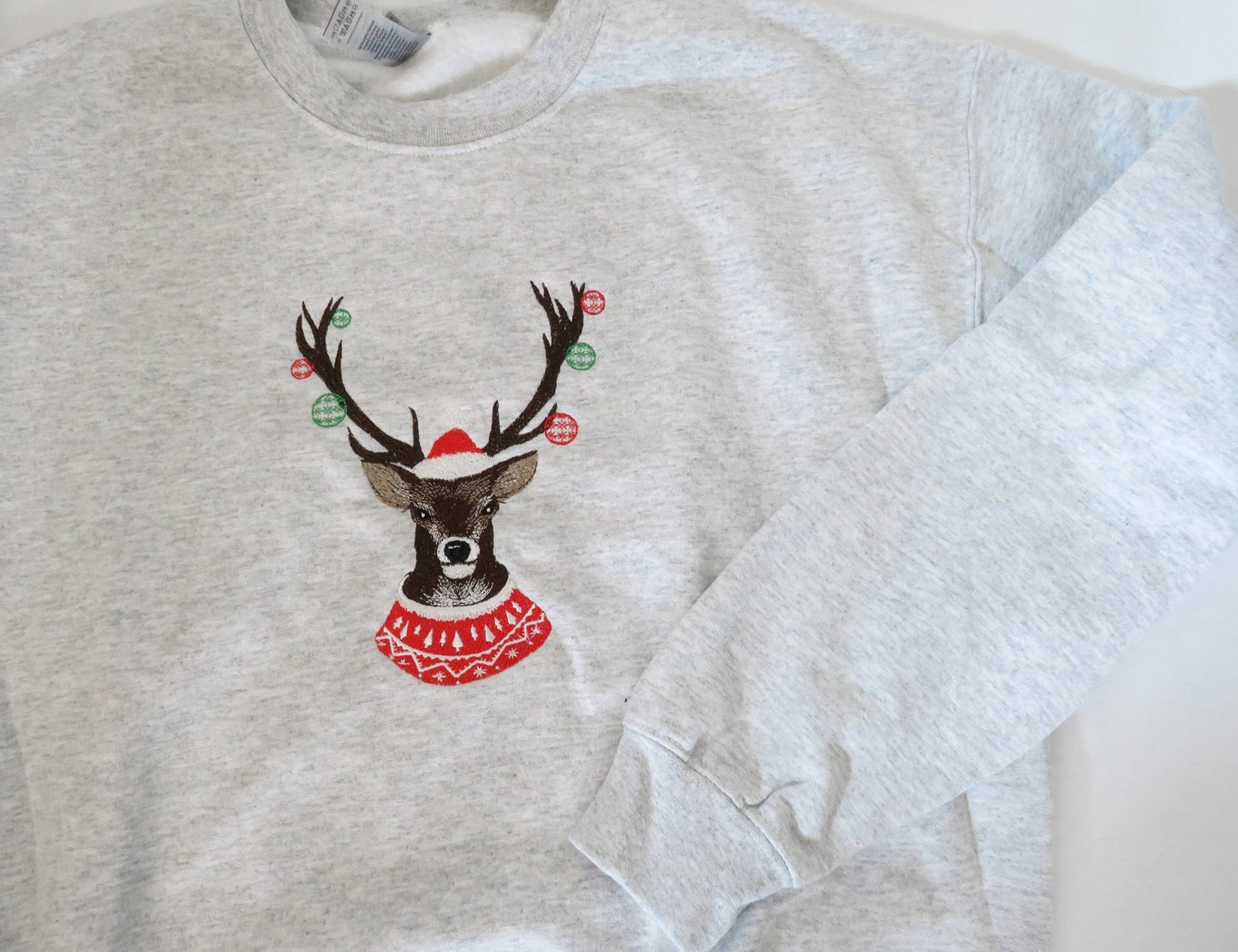 Christmas Reindeer Crew Neck Sweatshirt - Blue Ridge Stitches