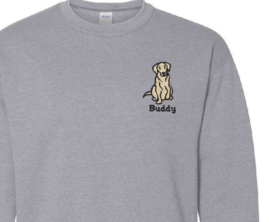 Personalized Yellow Labrador Yellow Lab Sweatshirt Embroidered Fleece Sweatshirt Name Word Phrase on a Sweatshirt