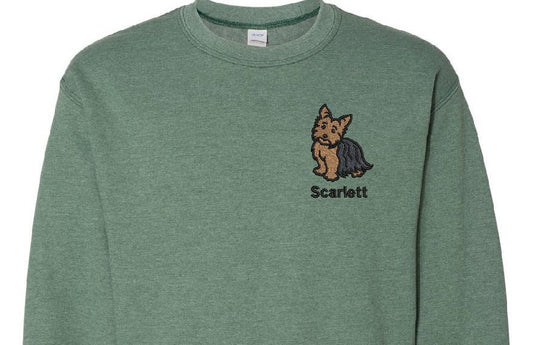 Personalized Yorkie Sweatshirt Embroidered Fleece Sweatshirt Name Word Phrase on a Sweatshirt