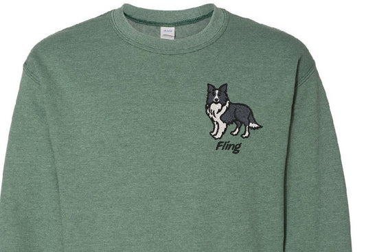 Personalized Border Collie Sweatshirt Embroidered Fleece Sweatshirt Name Word Phrase on a Sweatshirt