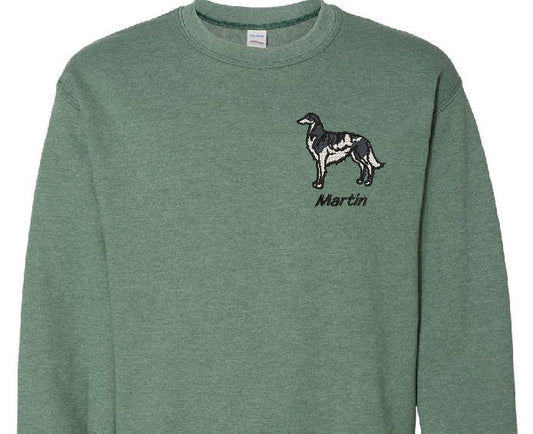 Personalized Borzoi Sweatshirt Embroidered Fleece Sweatshirt Name Word Phrase on a Sweatshirt