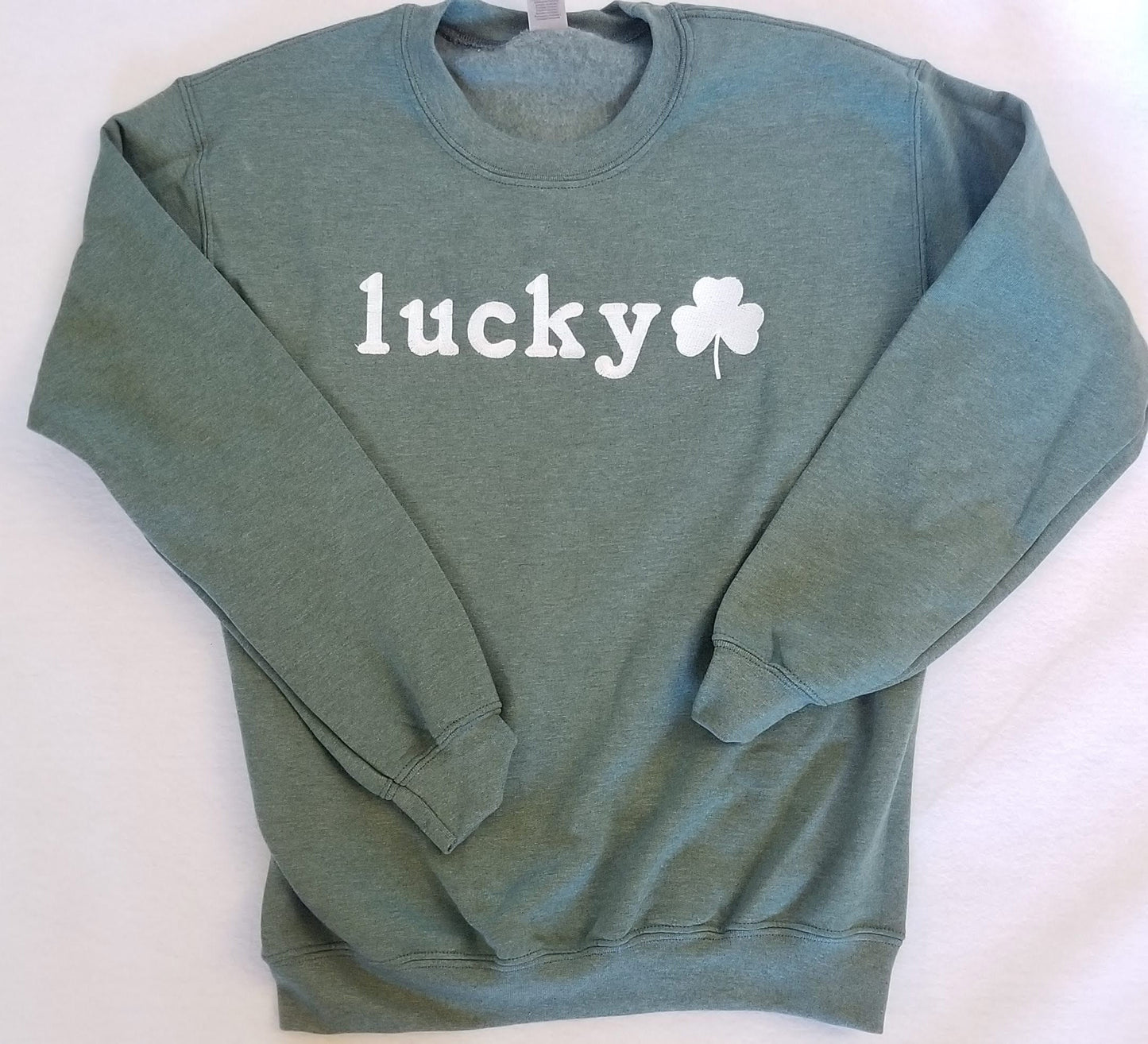 St Patricks Day Lucky Shamrock Sweatshirt Embroidered Fleece Sweatshirt