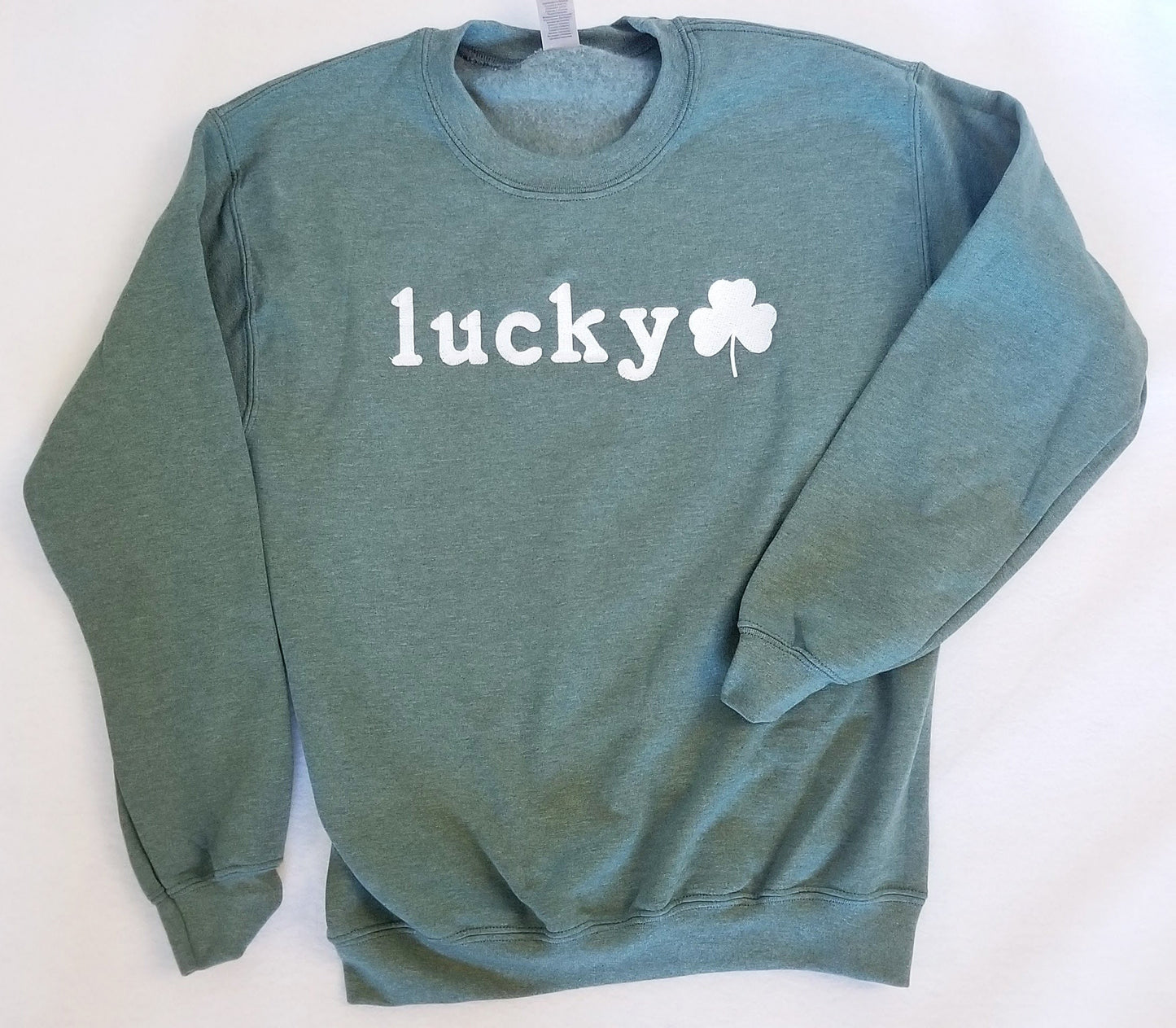 St Patricks Day Lucky Shamrock Sweatshirt Embroidered Fleece Sweatshirt