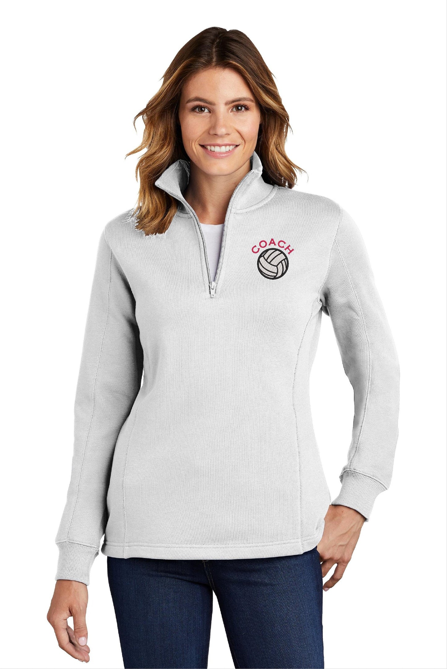 Personalized Ladies Volleyball Quarter Zip Sweatshirt